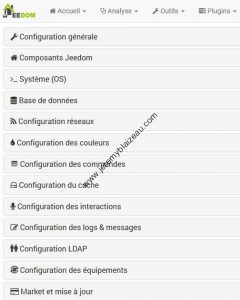 Jeedom - menu configuration
