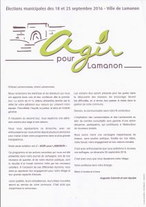 Flyer Agir pour Lamanon